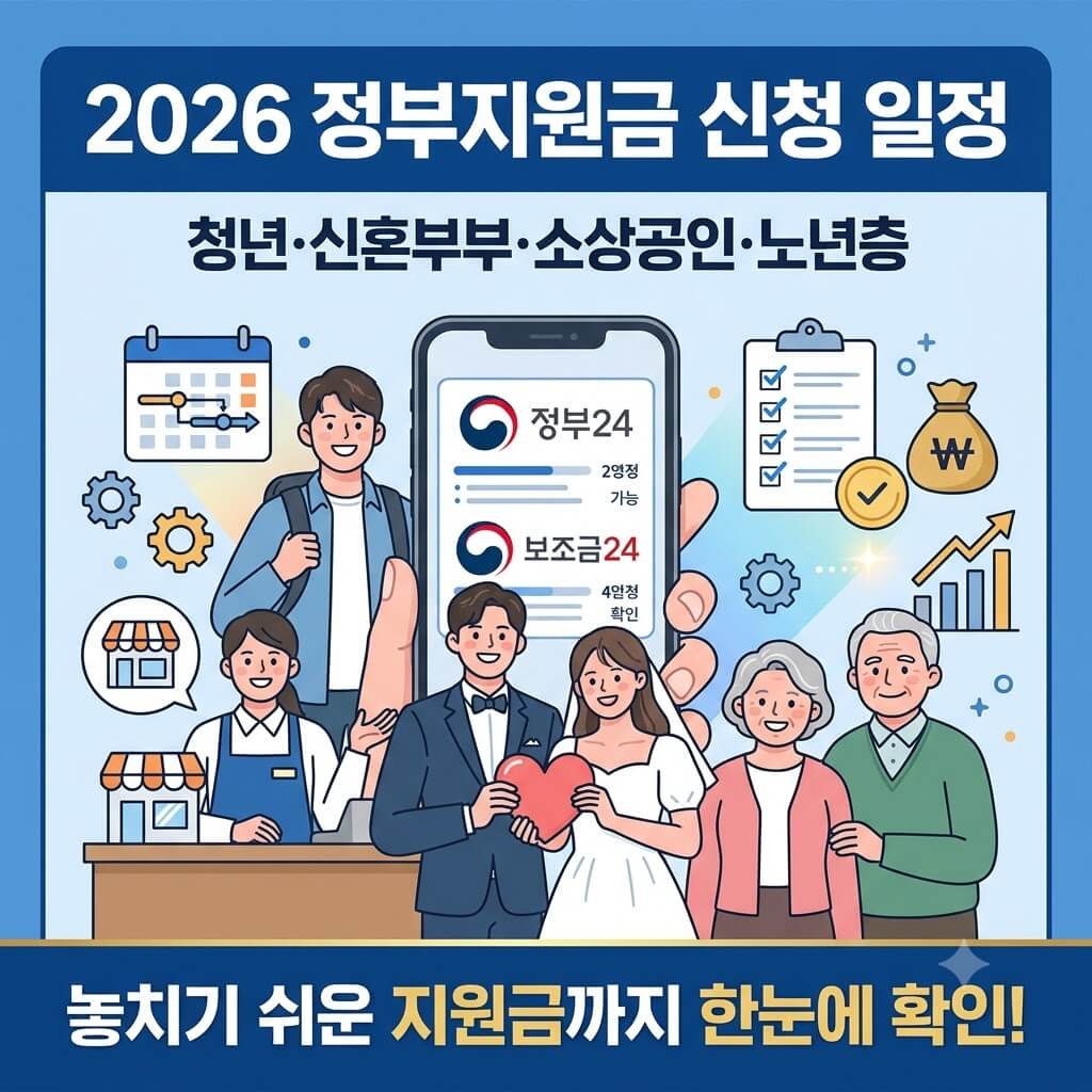 2026 정부지원금 신청 일정 총정리! 놓치기 쉬운 지원금까지 함께 확인하기