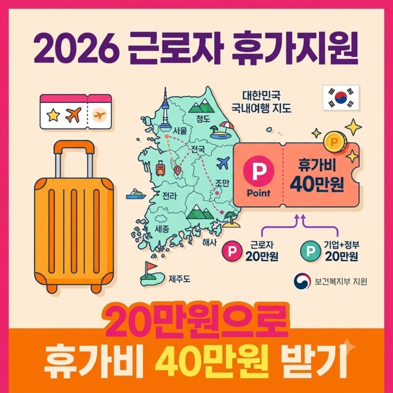 2026 근로자 휴가지원 신청방법 총정리｜대상·지원금 40만원·휴가샵 사용처