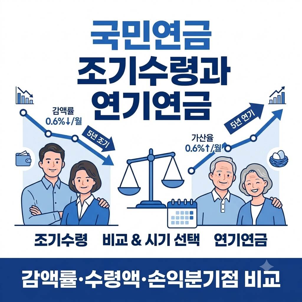 국민연금 조기수령과 연기연금 비교하기｜감액률·수령액·손익분기점 총정리