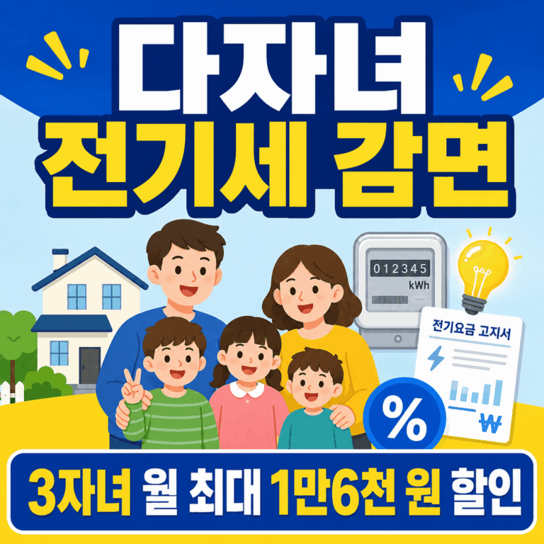 2026 다자녀 전기세 감면 조건 총정리｜3자녀 할인 금액과 신청방법