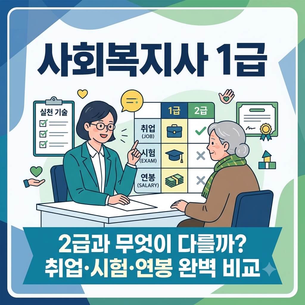 사회복지사 1급과 2급 차이 총정리! 응시자격부터 취업, 연봉까지 비교