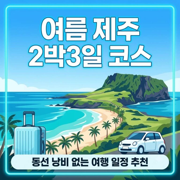 여름 제주 2박3일 코스 추천! 동선 낭비 없는 여행 일정 총정리