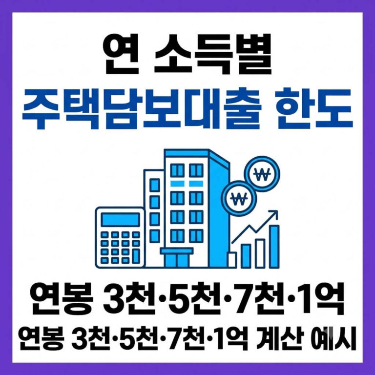연 소득별 주택담보대출 한도 계산 예시｜연봉 3천·5천·7천·1억 비교