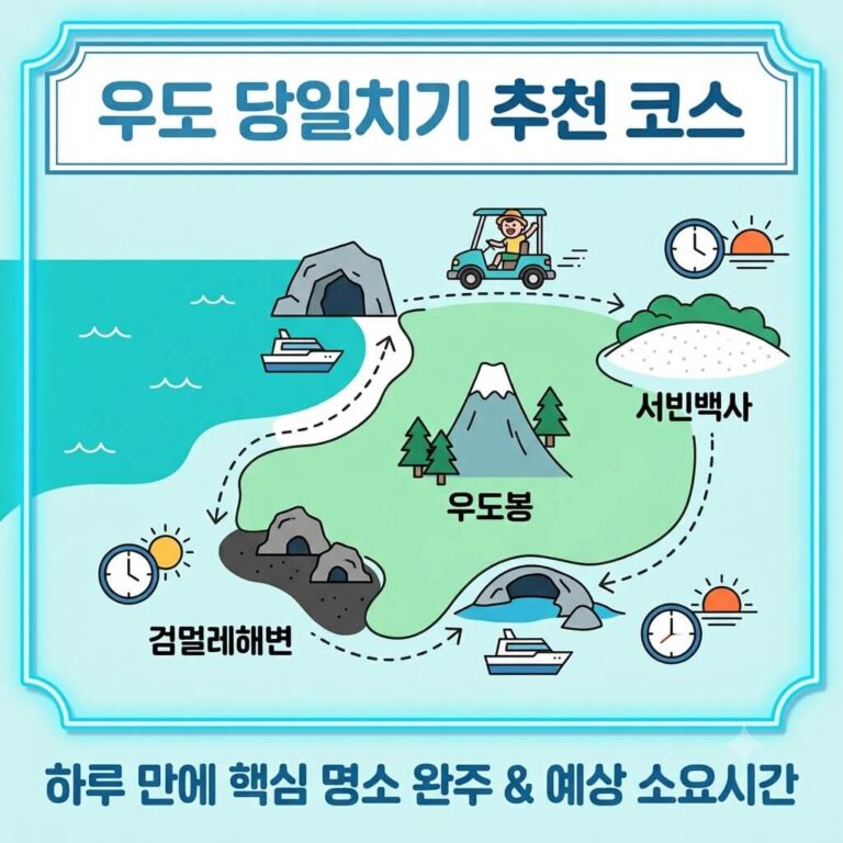 우도 당일치기 추천 코스와 예상 소요시간 총정리! 렌터카·전기차·맛집까지 완벽 가이드