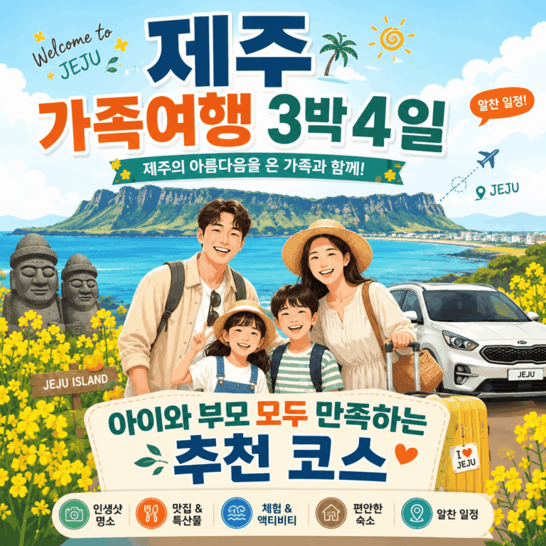 제주 가족여행 3박 4일 추천 코스｜아이와 부모 모두 만족하는 여행 일정 총정리