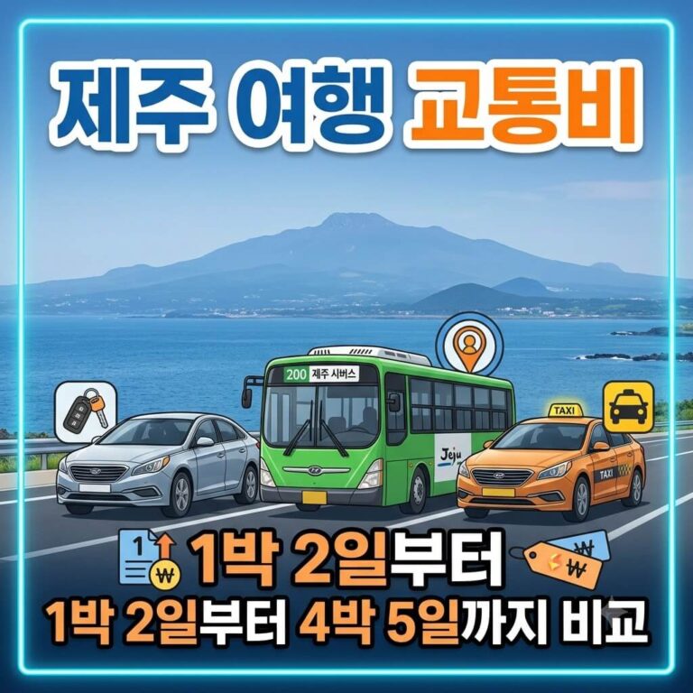 제주 여행 기간별 교통비 비교하기｜렌터카·버스·택시 비용 총정리