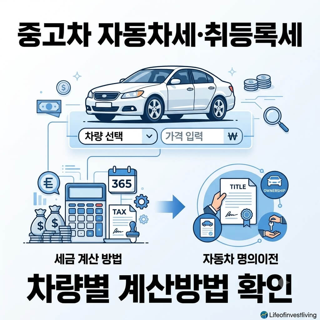 중고차 자동차세와 취등록세 계산방법｜차종별 세율과 이전비용 확인