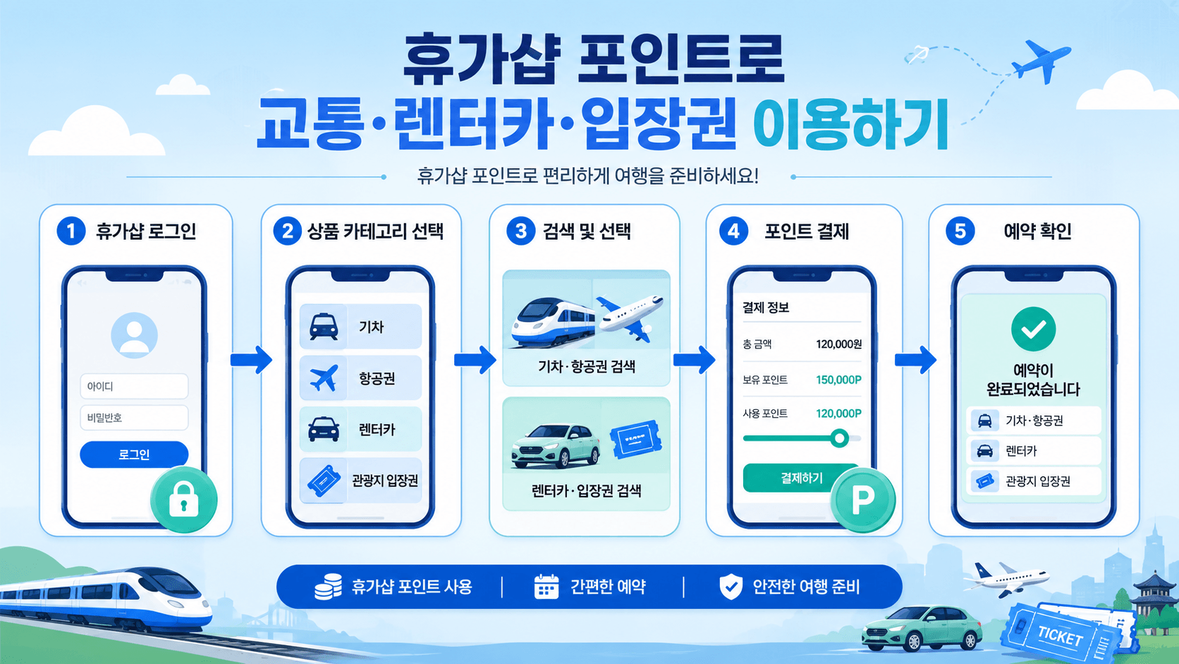휴가샵 교통·렌터카·입장권 사용처 총정리